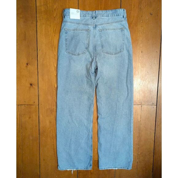 H&M high waist wide leg jeans women's size 12 light wash light distressing NWT - Picture 5 of 7
